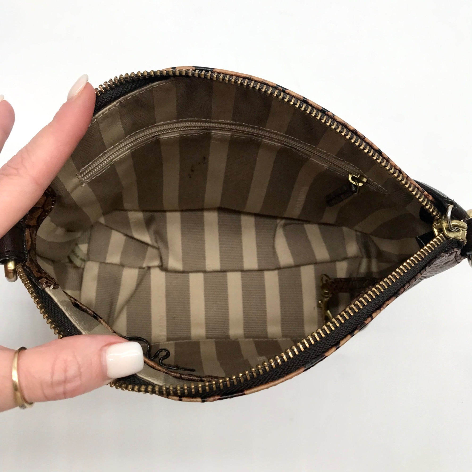 Brahmin Brown Snake Embossed Mini Dome Duxbury Crossbody