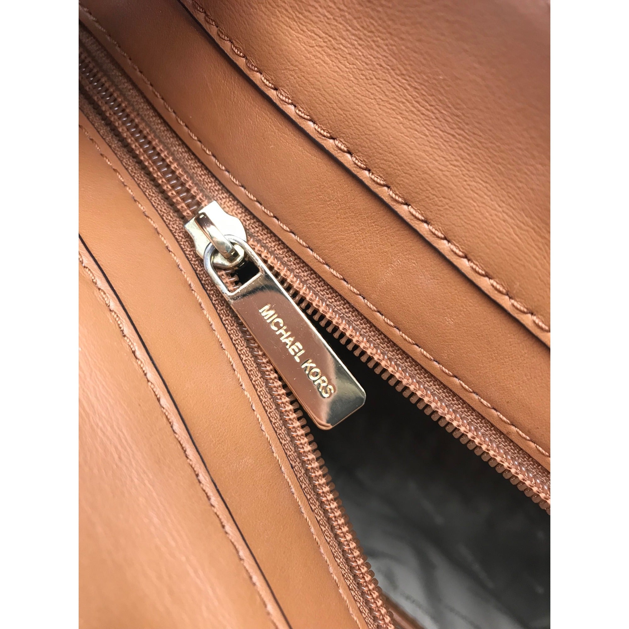 Michael Kors Brown Signature Top Zip Bedford Pocket Tote