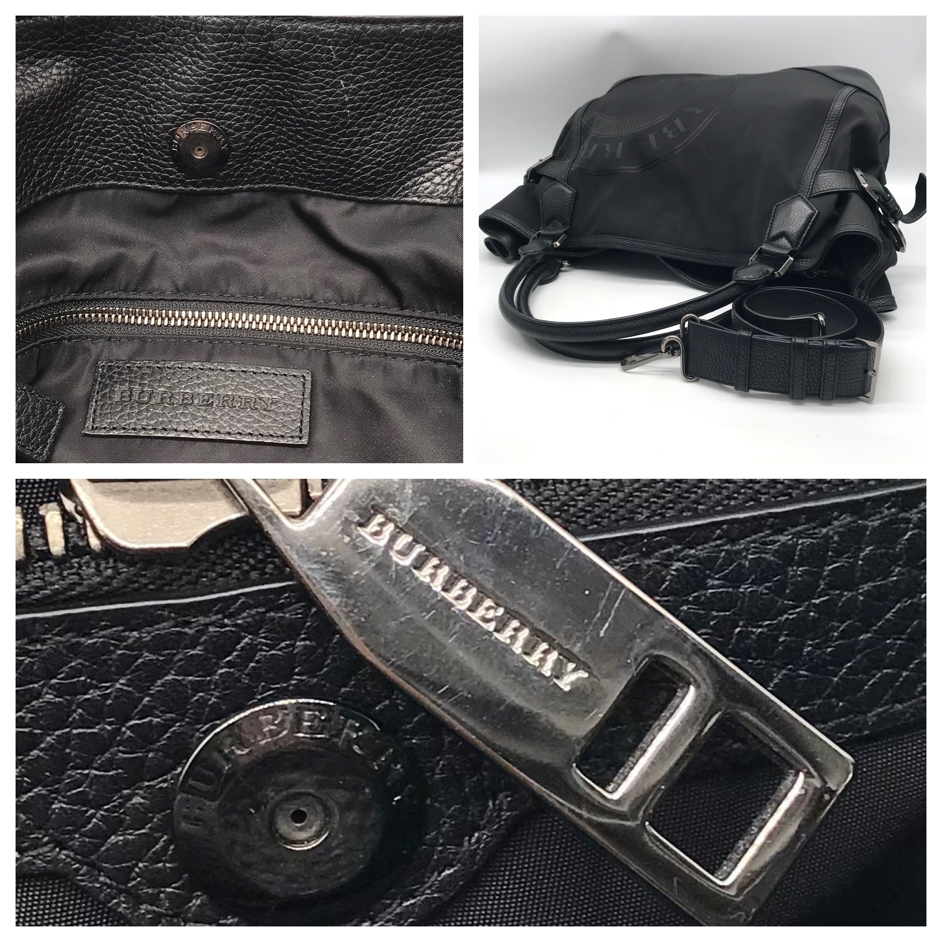 Burberry Black Nylon Logo and Leather Trim Montclare Tote