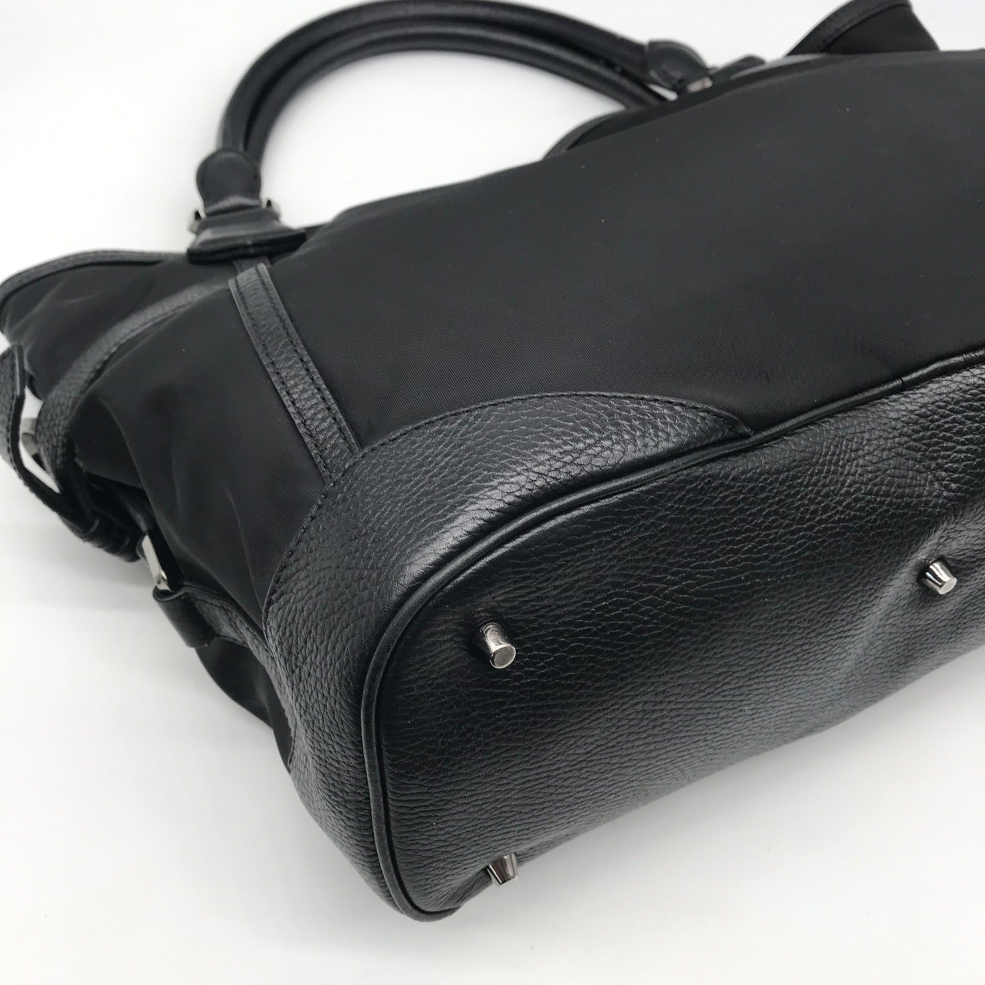 Burberry Black Nylon Logo and Leather Trim Montclare Tote