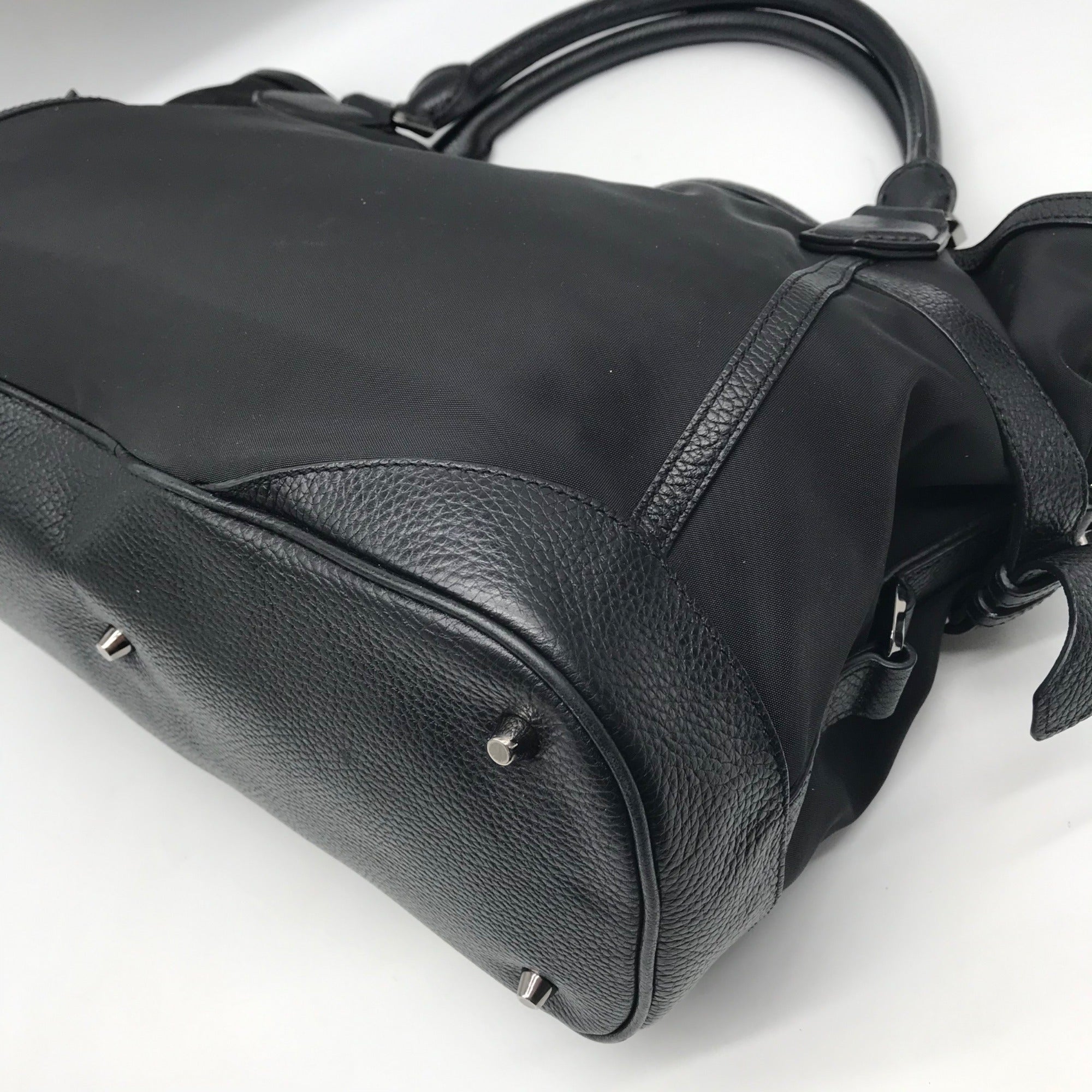 Burberry Black Nylon Logo and Leather Trim Montclare Tote