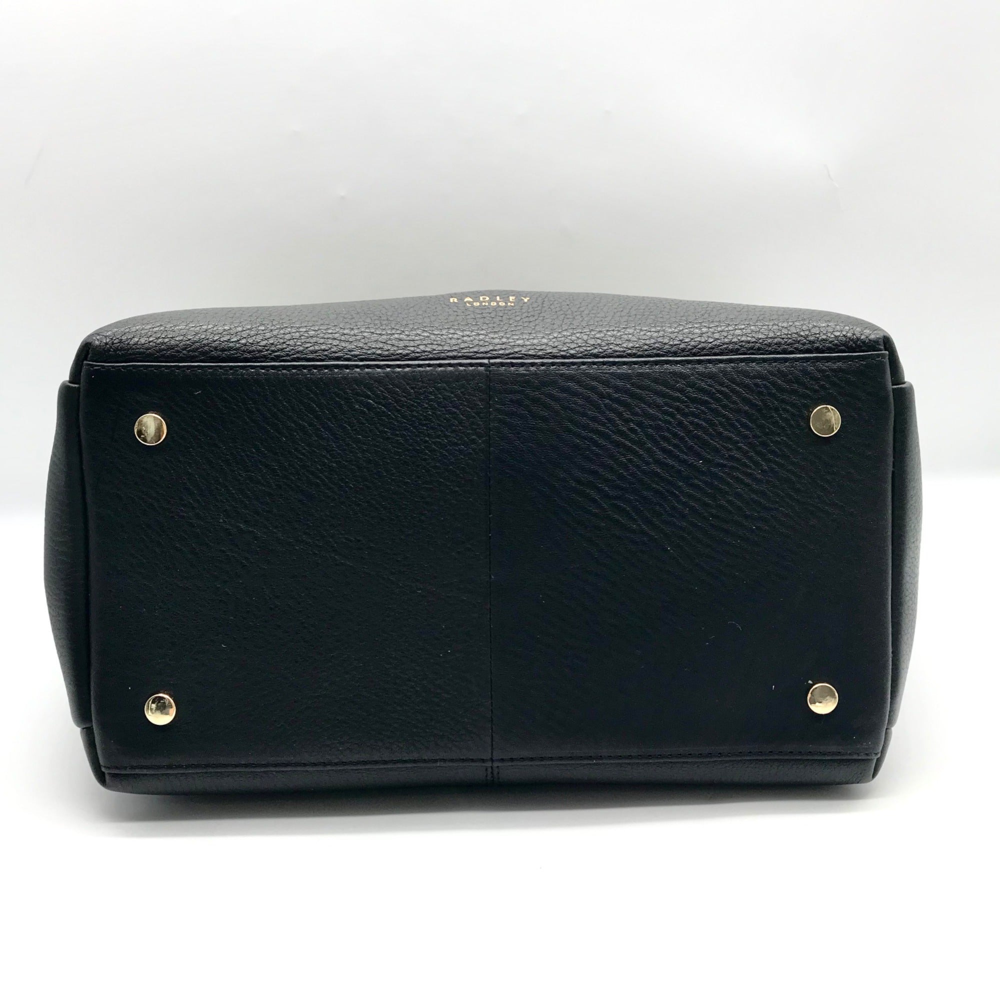 Radley London Black Pebbled Leather Medium Hillgate Place Grab Satchel Bag