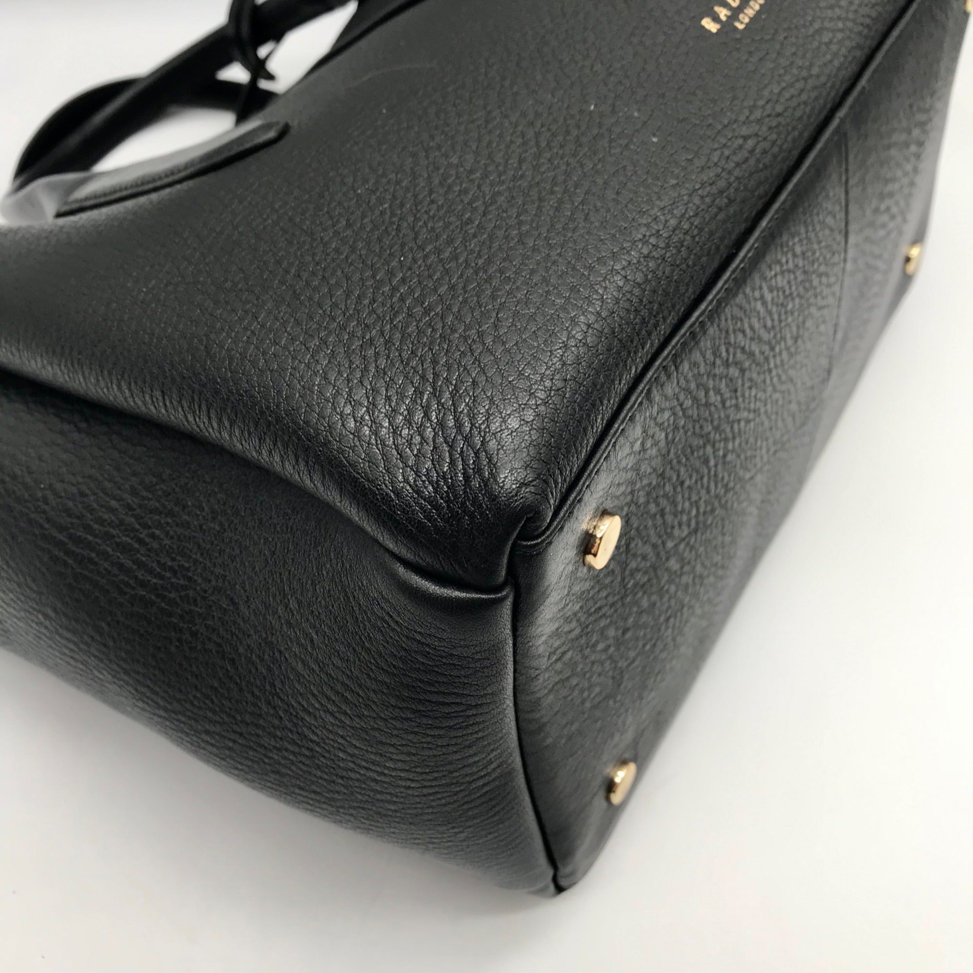 Radley London Black Pebbled Leather Medium Hillgate Place Grab Satchel Bag