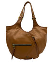OR Yanny Brown Pebbled Leather Demi Hobo Bag