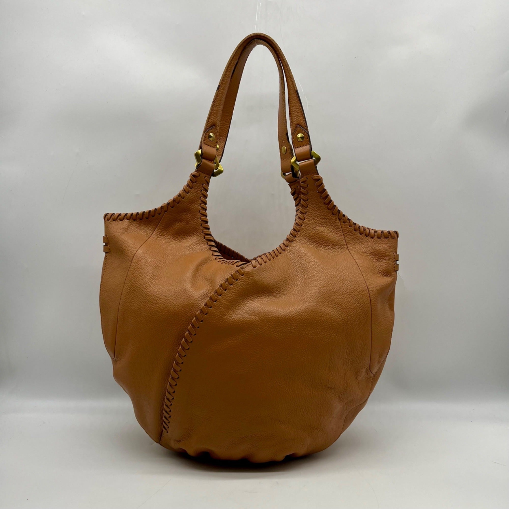 OR Yanny Brown Pebbled Leather Demi Hobo Bag