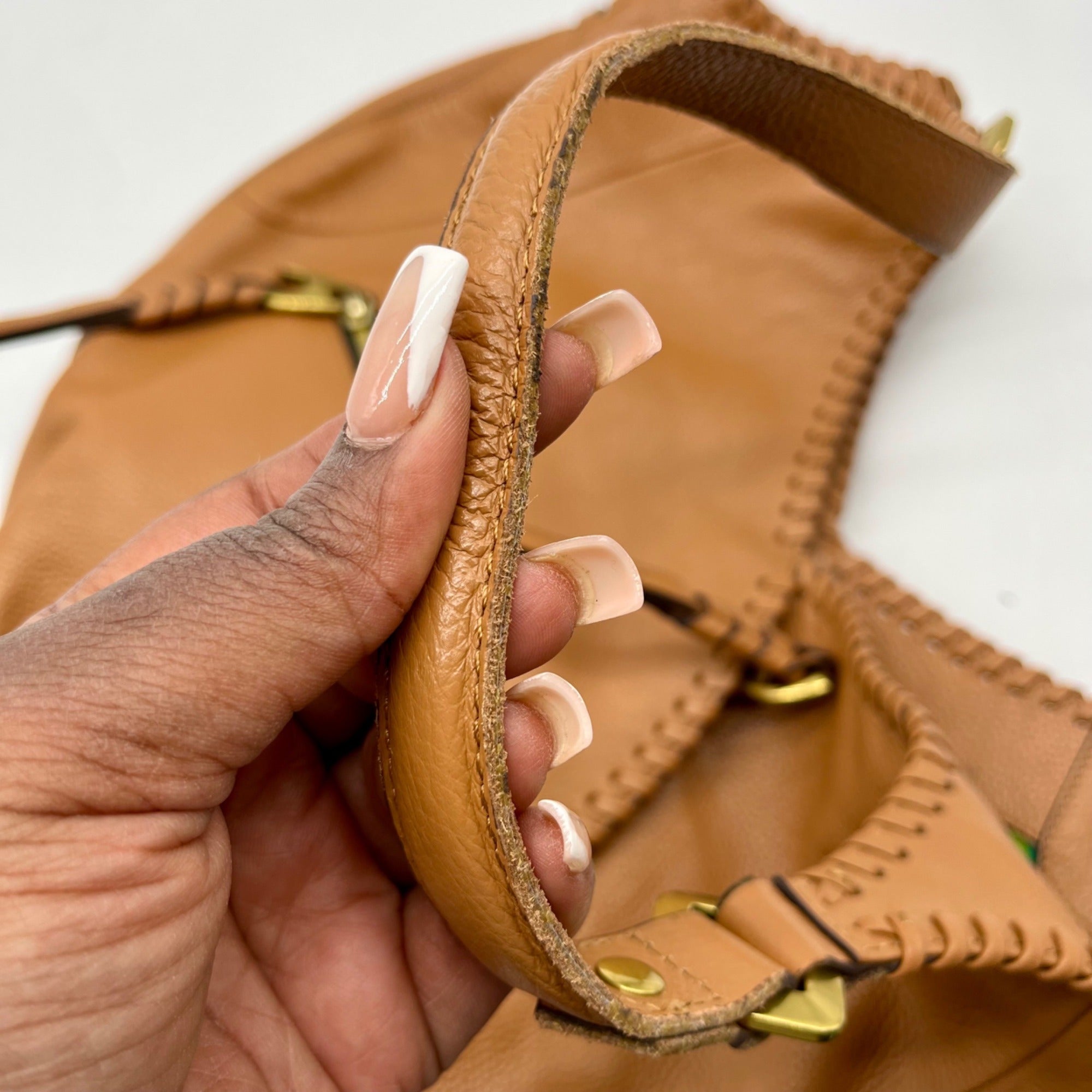 OR Yanny Brown Pebbled Leather Demi Hobo Bag