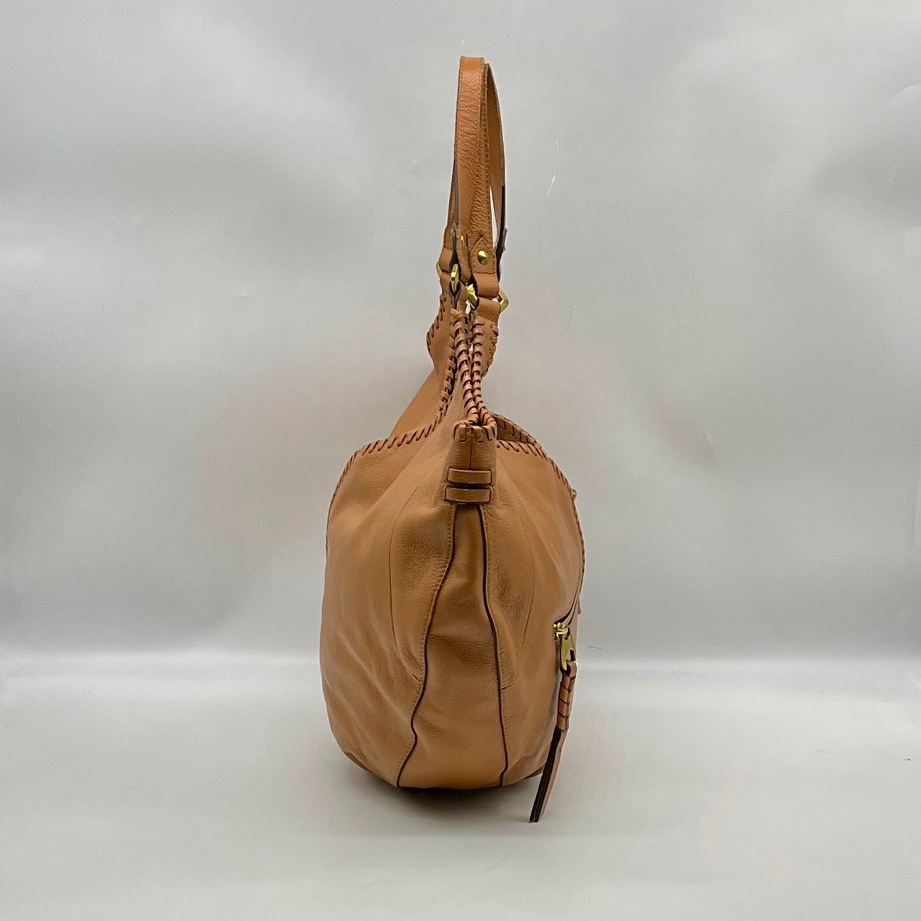 OR Yanny Brown Pebbled Leather Demi Hobo Bag