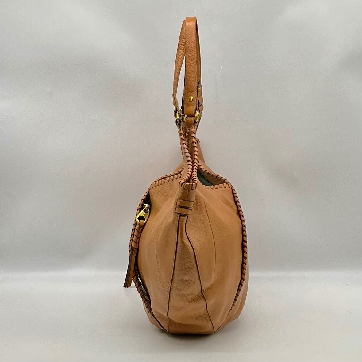 OR Yanny Brown Pebbled Leather Demi Hobo Bag
