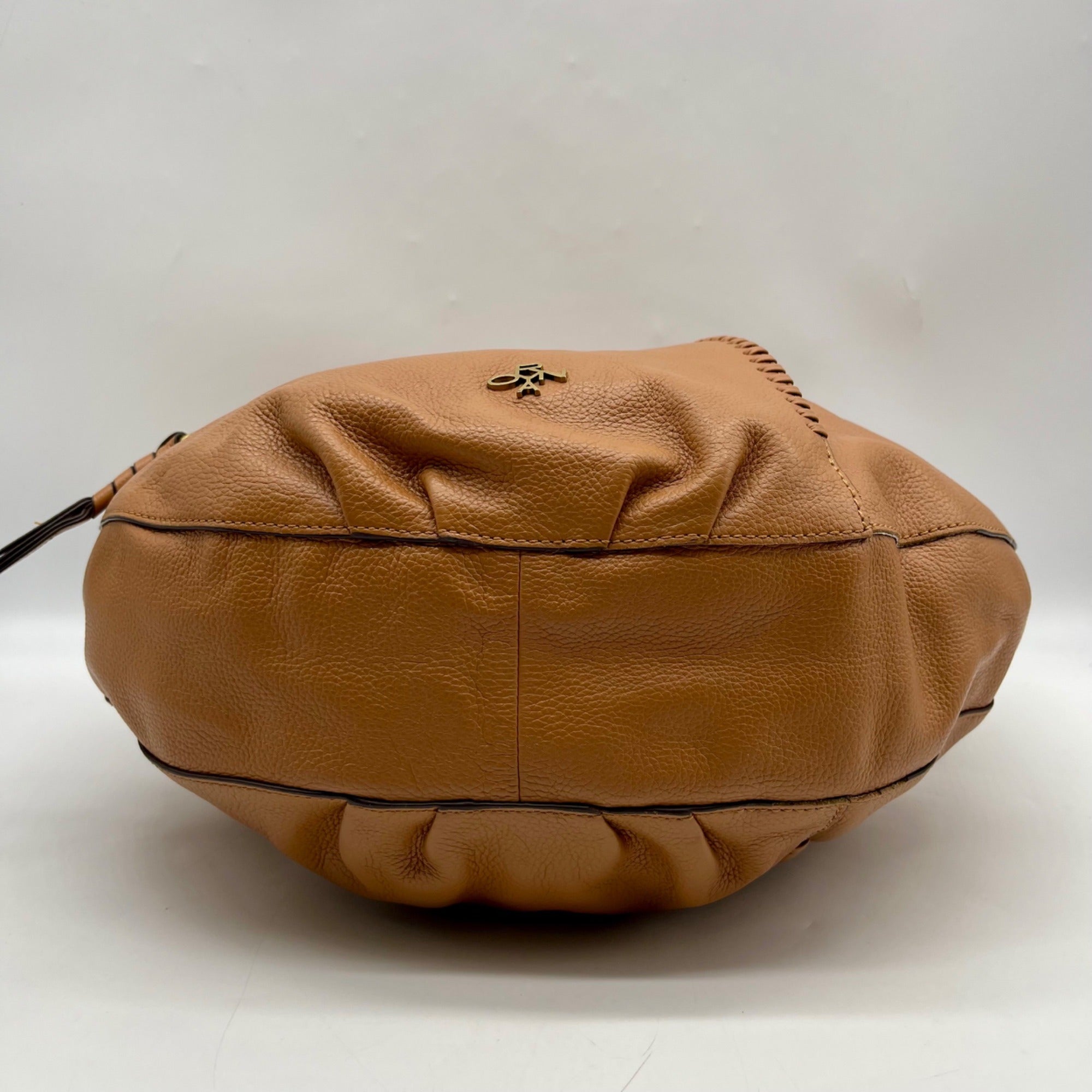 OR Yanny Brown Pebbled Leather Demi Hobo Bag