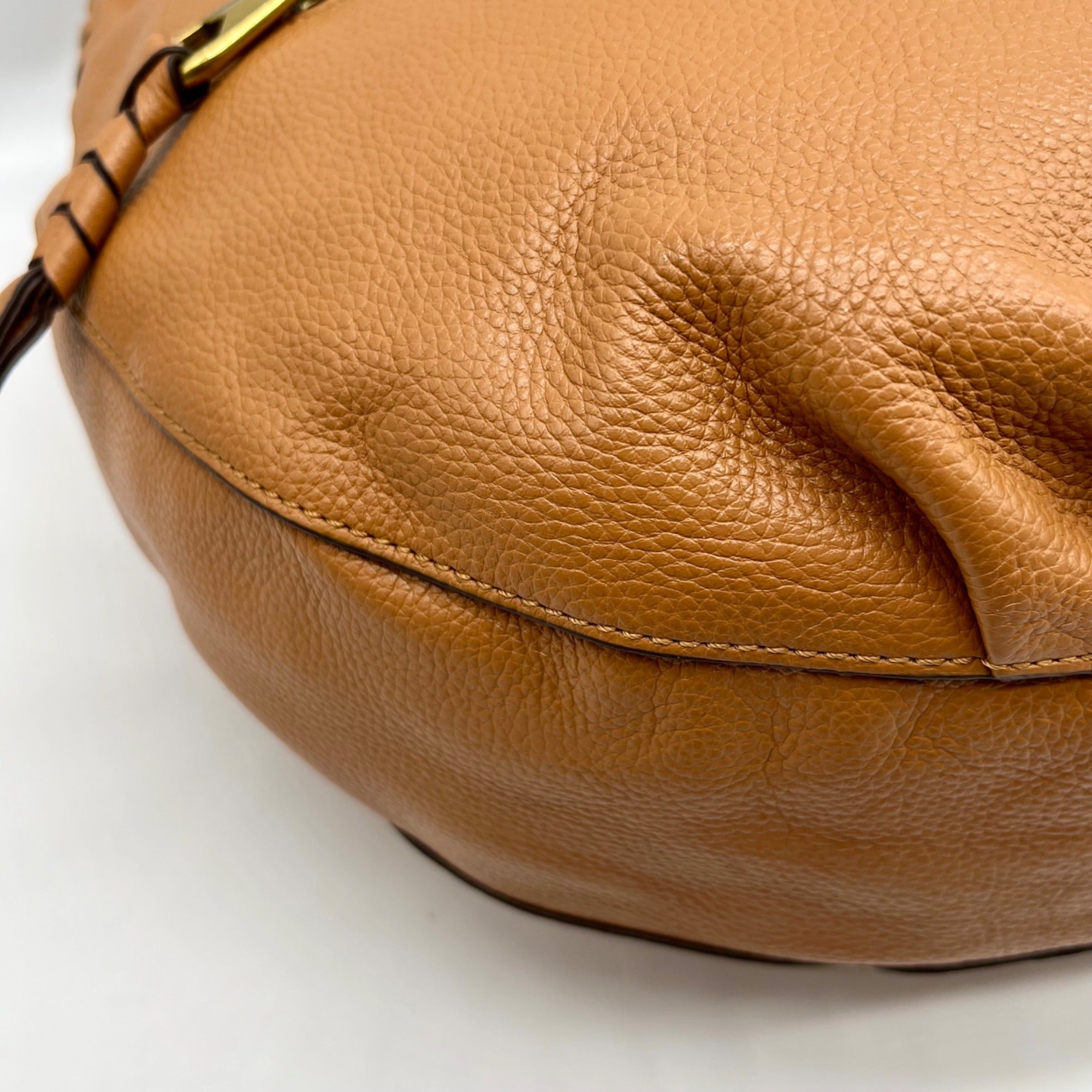 OR Yanny Brown Pebbled Leather Demi Hobo Bag