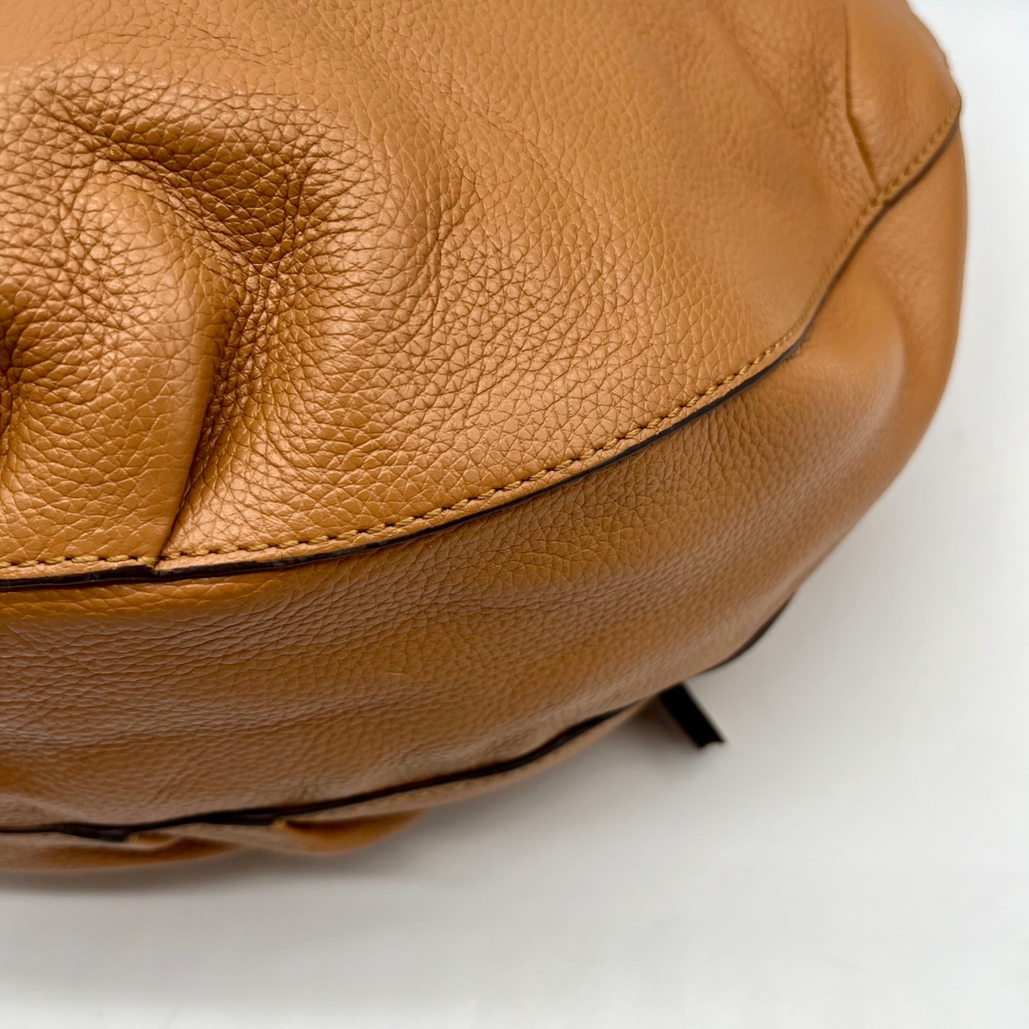 OR Yanny Brown Pebbled Leather Demi Hobo Bag