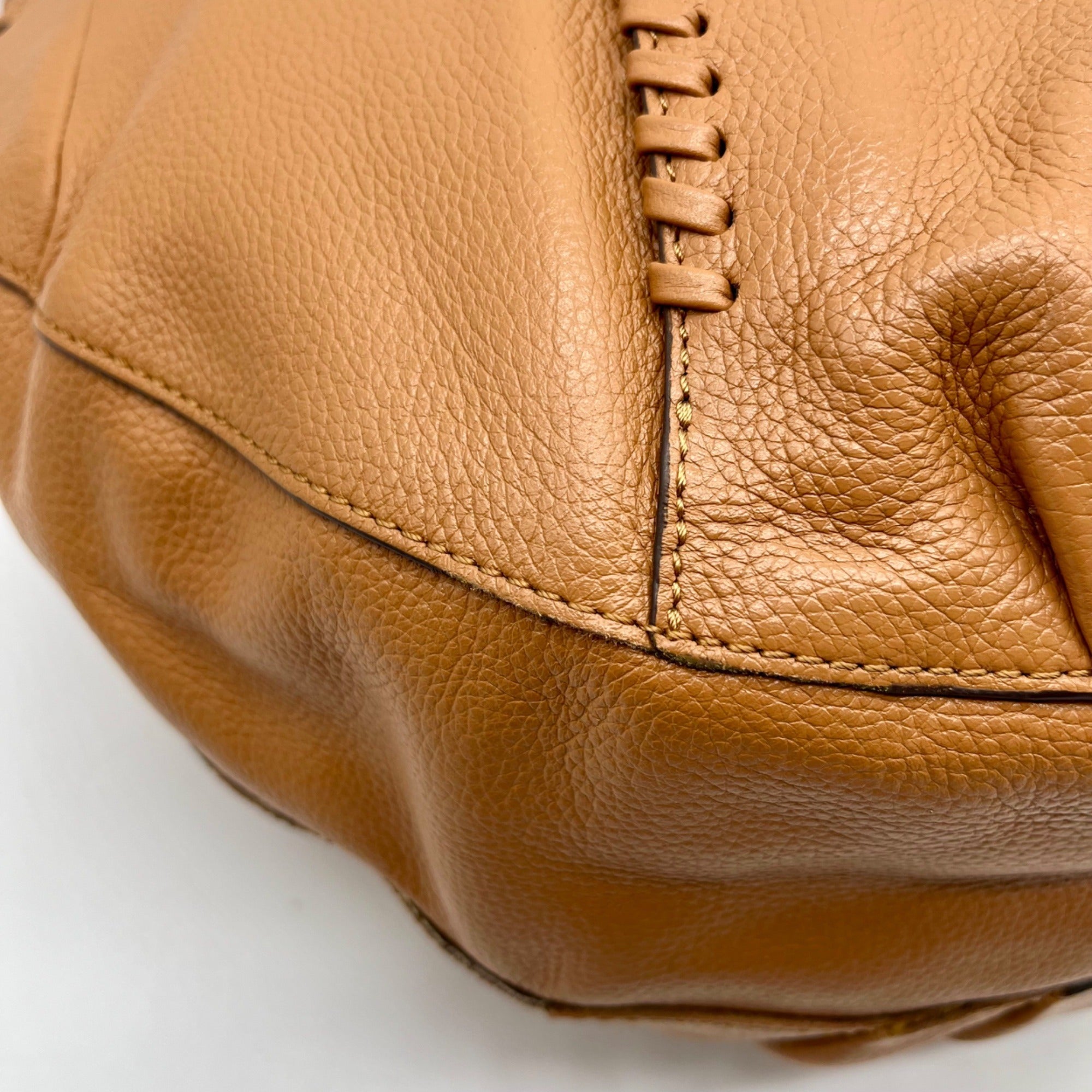 OR Yanny Brown Pebbled Leather Demi Hobo Bag