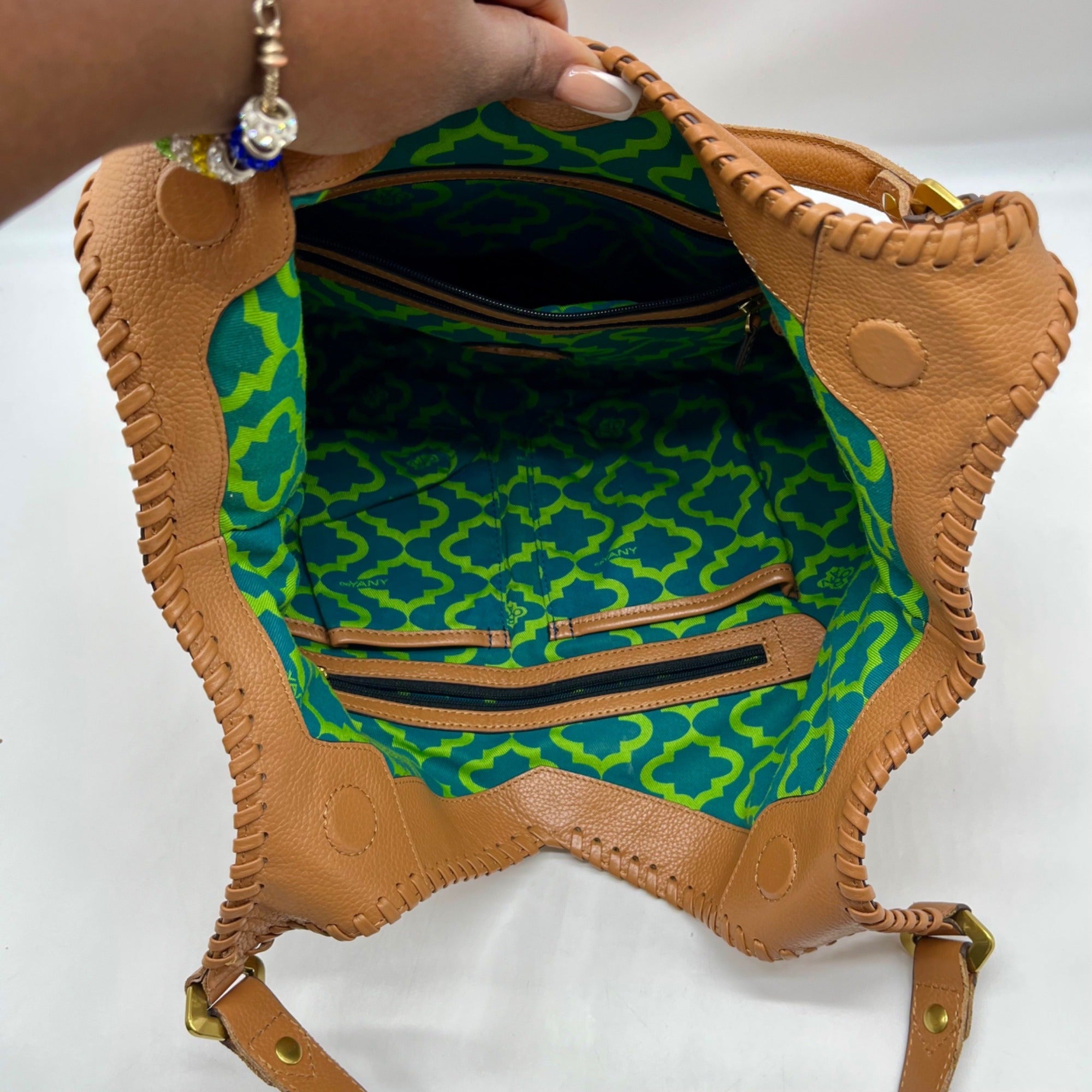 OR Yanny Brown Pebbled Leather Demi Hobo Bag