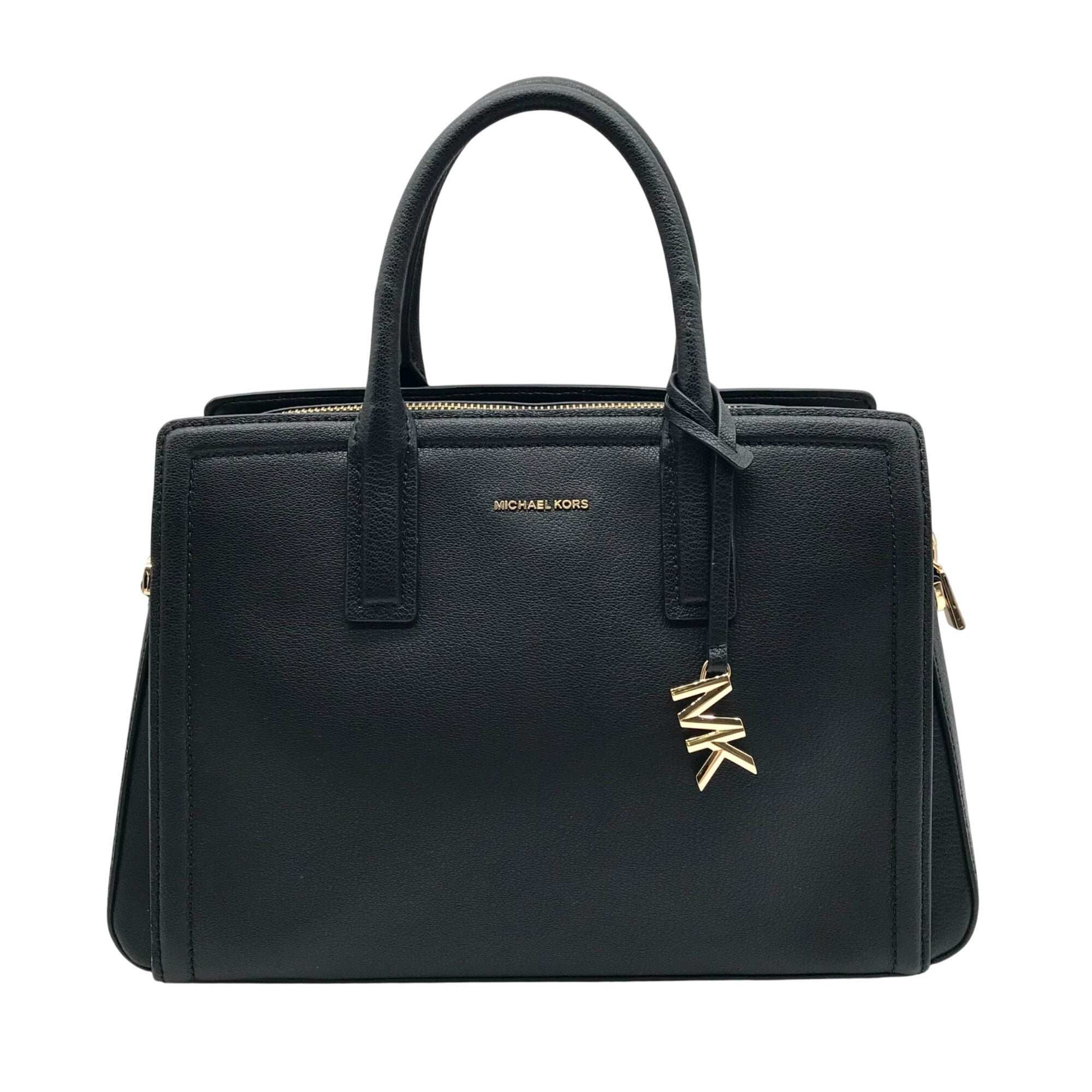 Michael Kors Black Leather Laila Convertible Satchel Bag