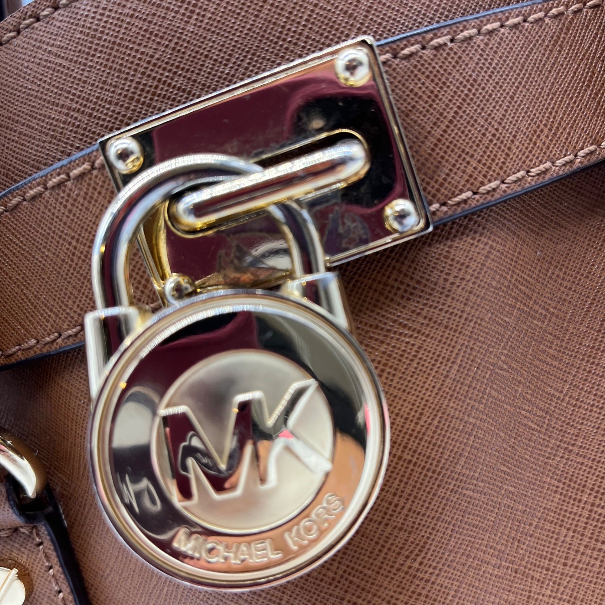 Michael Kors Brown Saffiano Leather Hamilton Satchel Bag