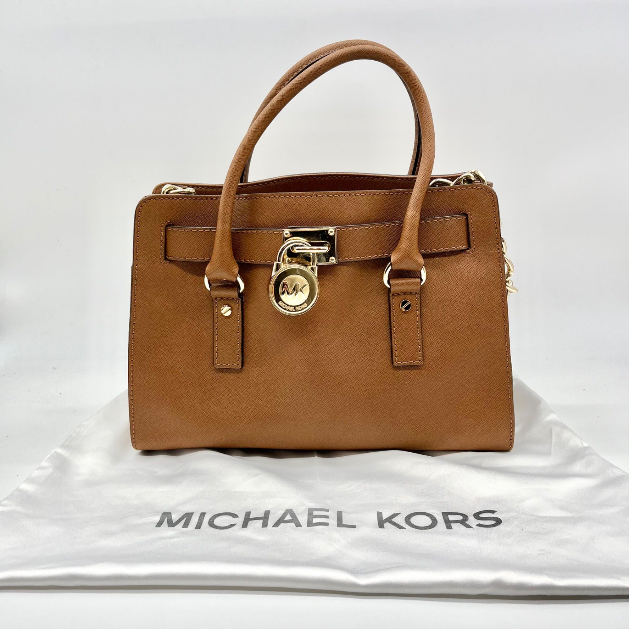 Michael Kors Brown Saffiano Leather Hamilton Satchel Bag