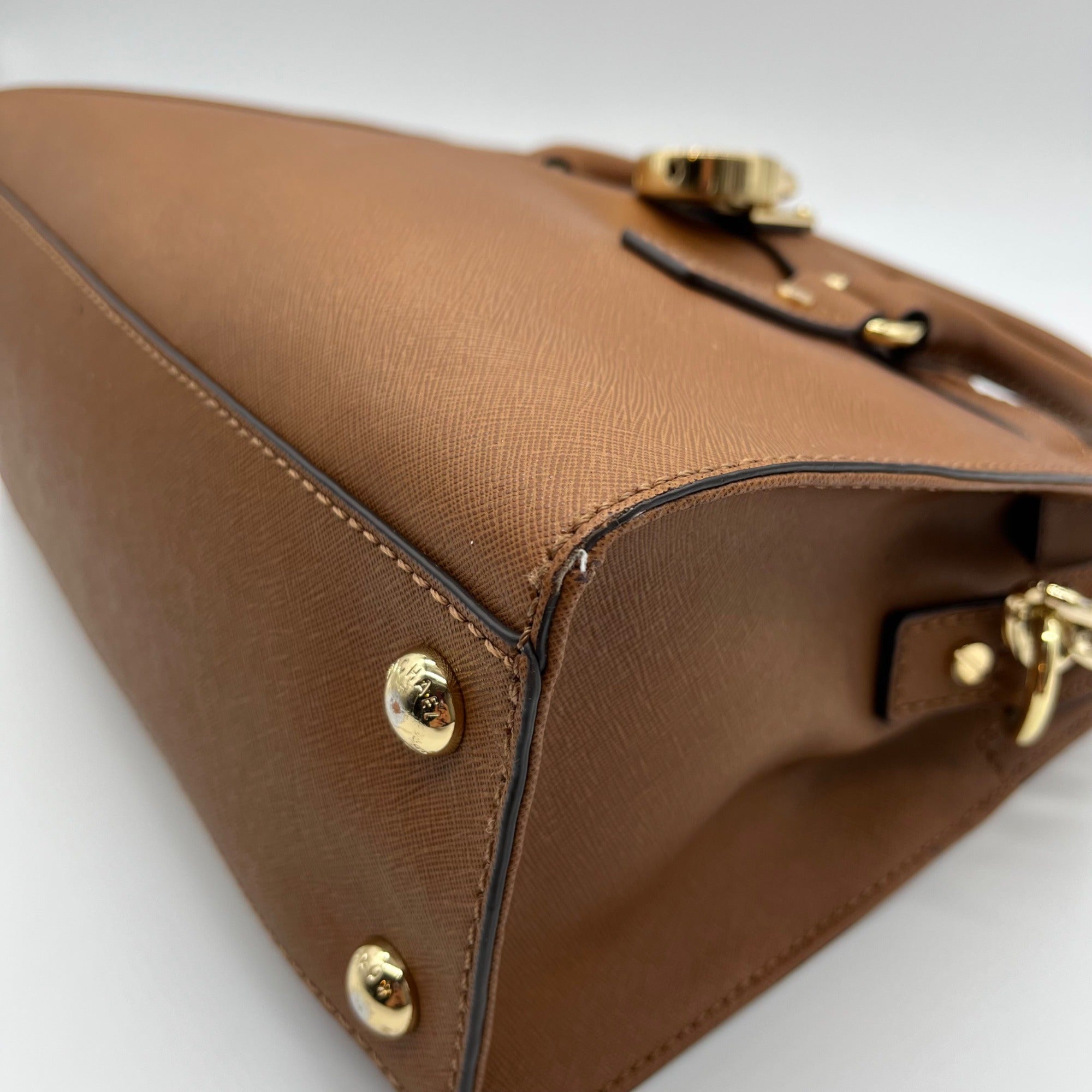 Michael Kors Brown Saffiano Leather Hamilton Satchel Bag