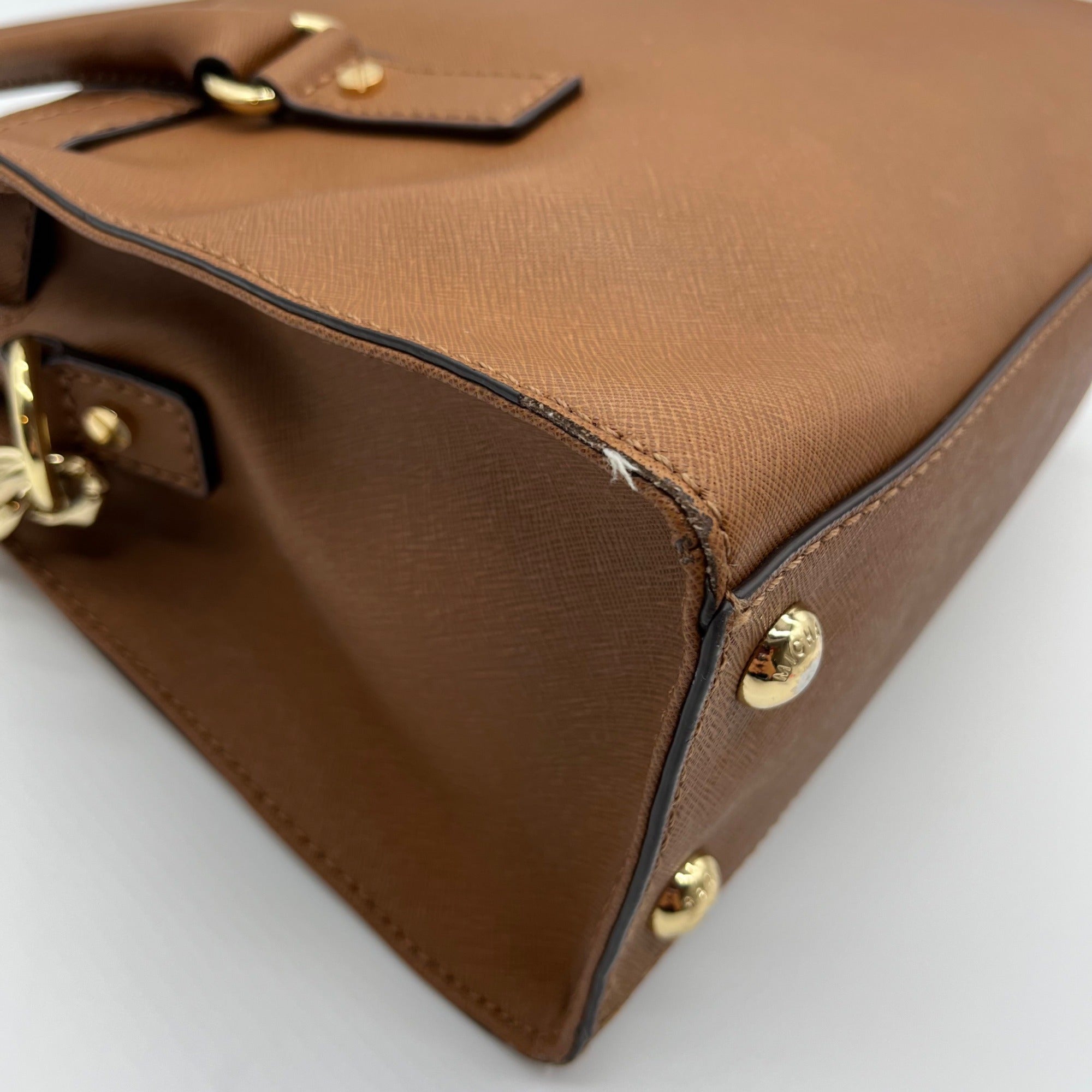 Michael Kors Brown Saffiano Leather Hamilton Satchel Bag
