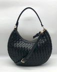 On 34th Black Woven Crossbody Convertible Satchel Bag