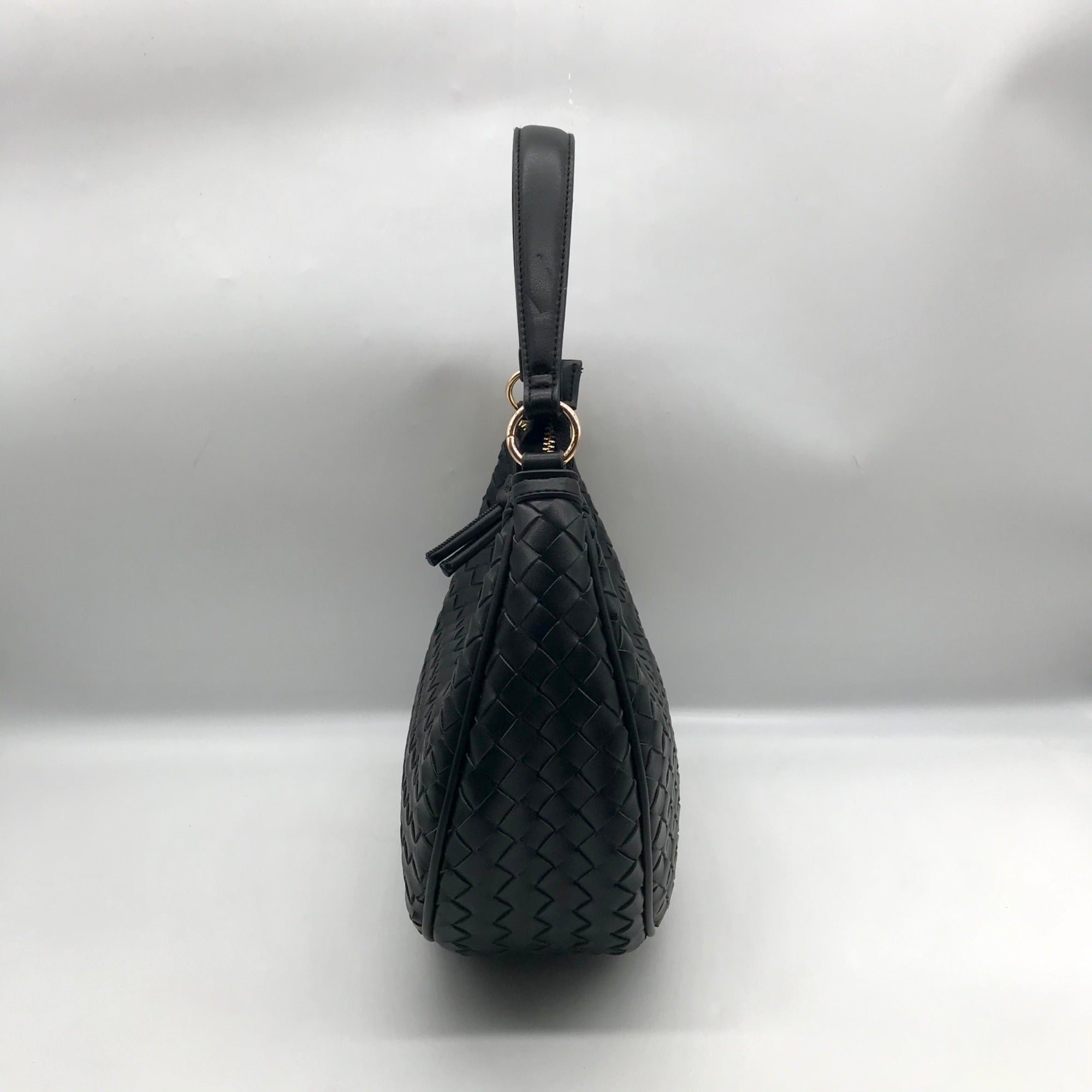 On 34th Black Woven Crossbody Convertible Satchel Bag