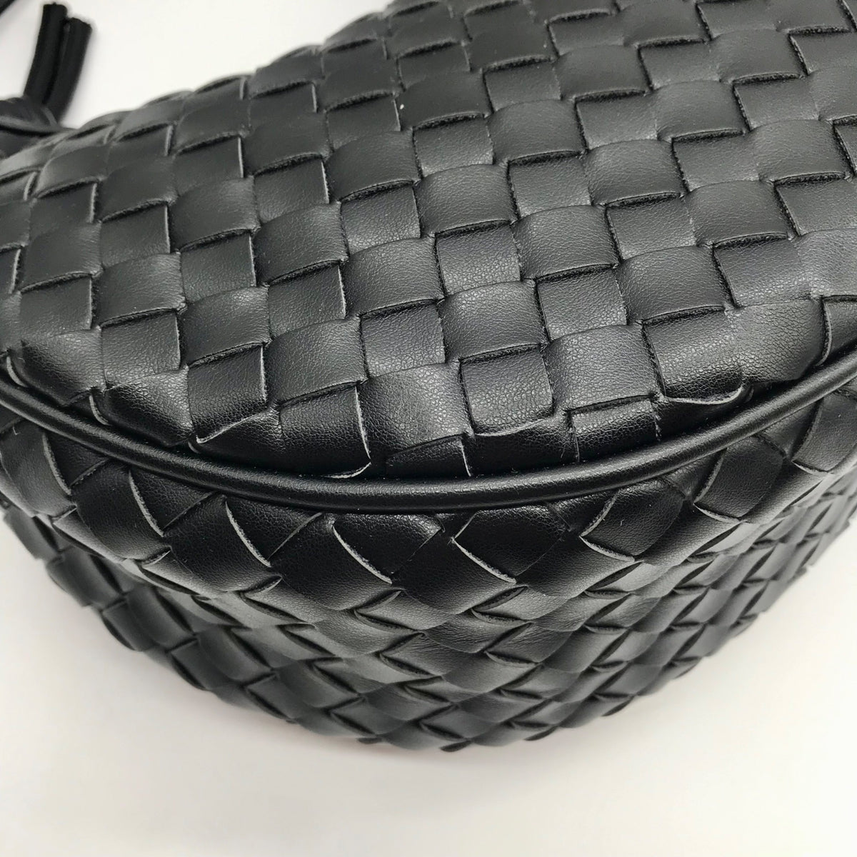 On 34th Black Woven Crossbody Convertible Satchel Bag