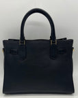 Michael Kors Black Leather Hamilton Medium Satchel Bag