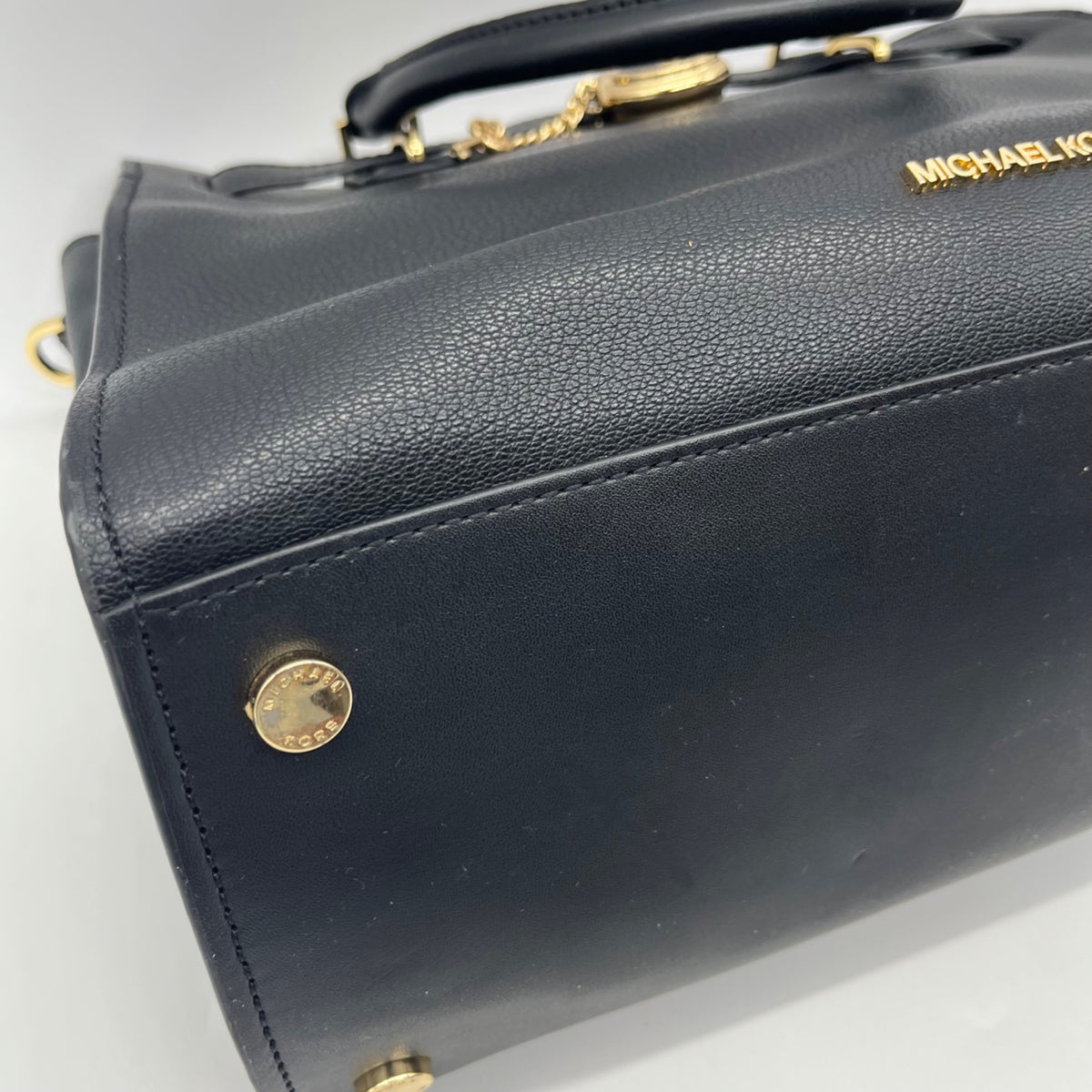 Michael Kors Black Leather Hamilton Medium Satchel Bag