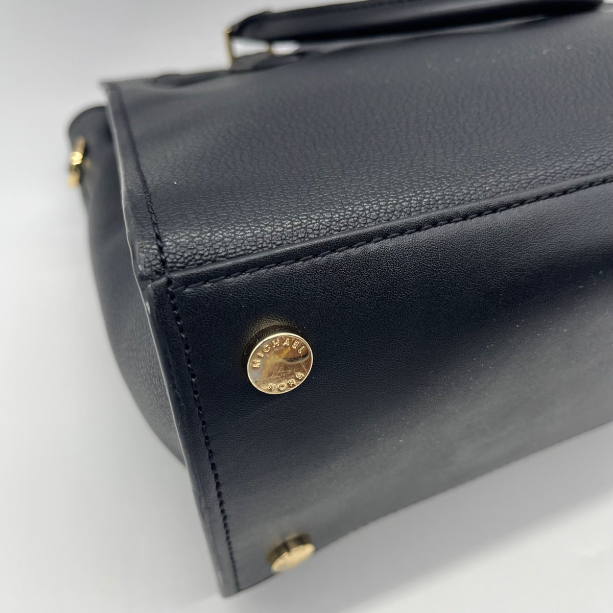 Michael Kors Black Leather Hamilton Medium Satchel Bag