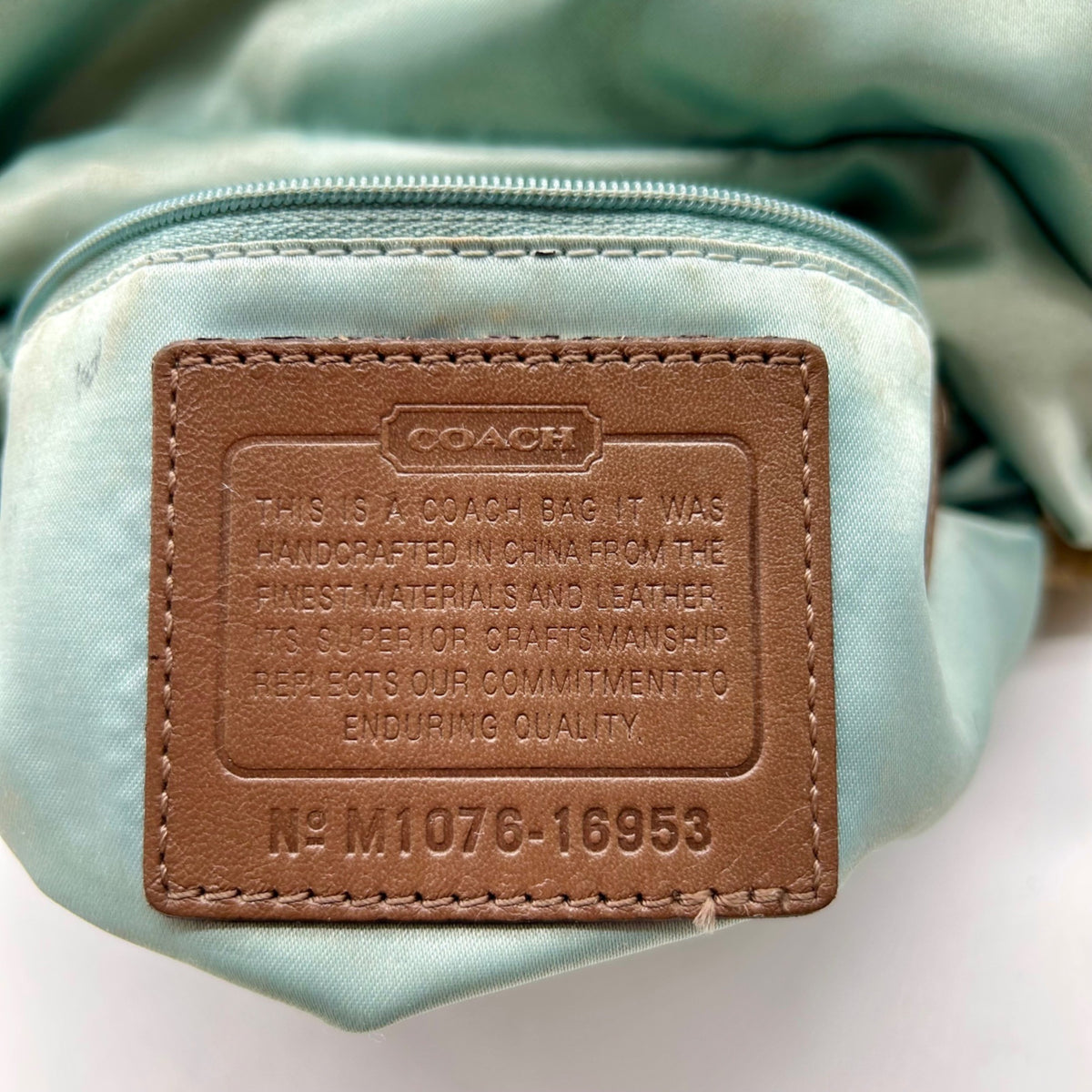 Coach Khaki Op Art Signature Canvas Hobo Shoulder Bag