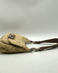 Coach Khaki Op Art Signature Canvas Hobo Shoulder Bag