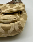 Coach Khaki Op Art Signature Canvas Hobo Shoulder Bag
