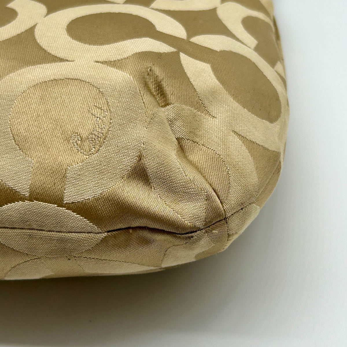Coach Khaki Op Art Signature Canvas Hobo Shoulder Bag