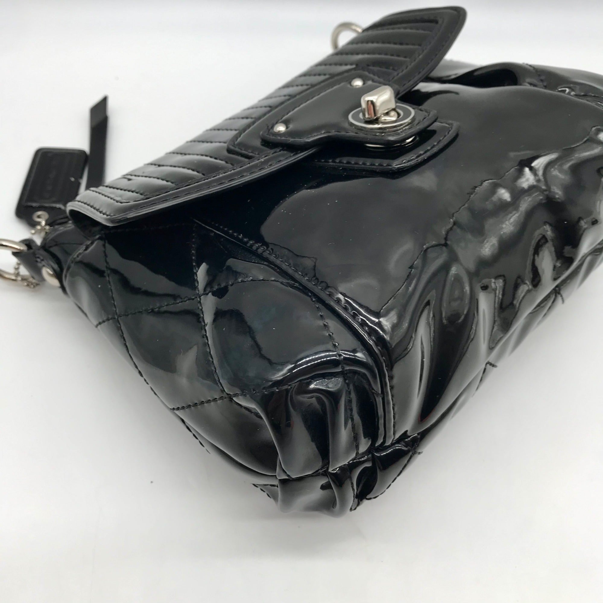 Coach Black Glossy Patent Leather Crossbody Swing Bag