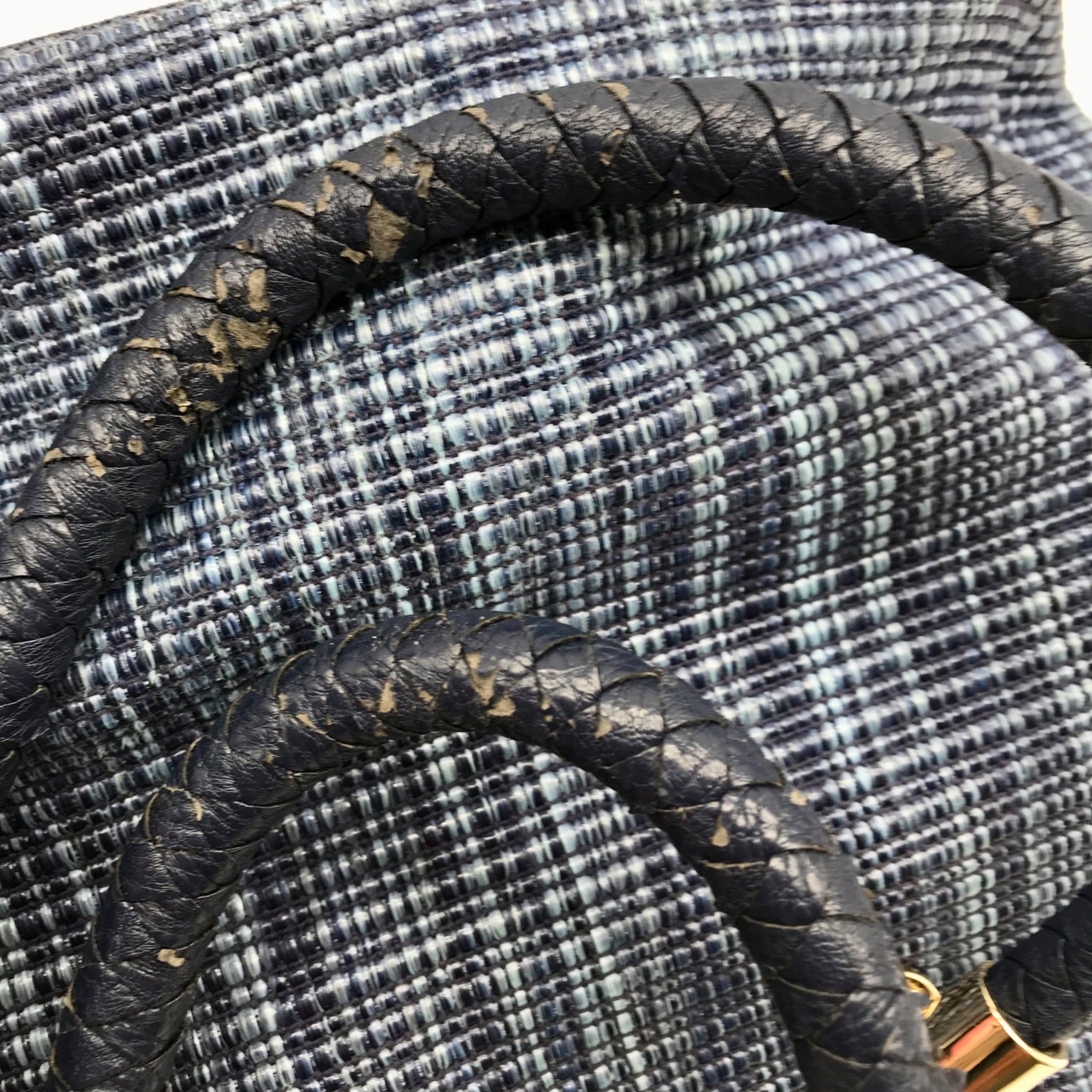 Cole Haan Blue Straw Benson Tote Bag