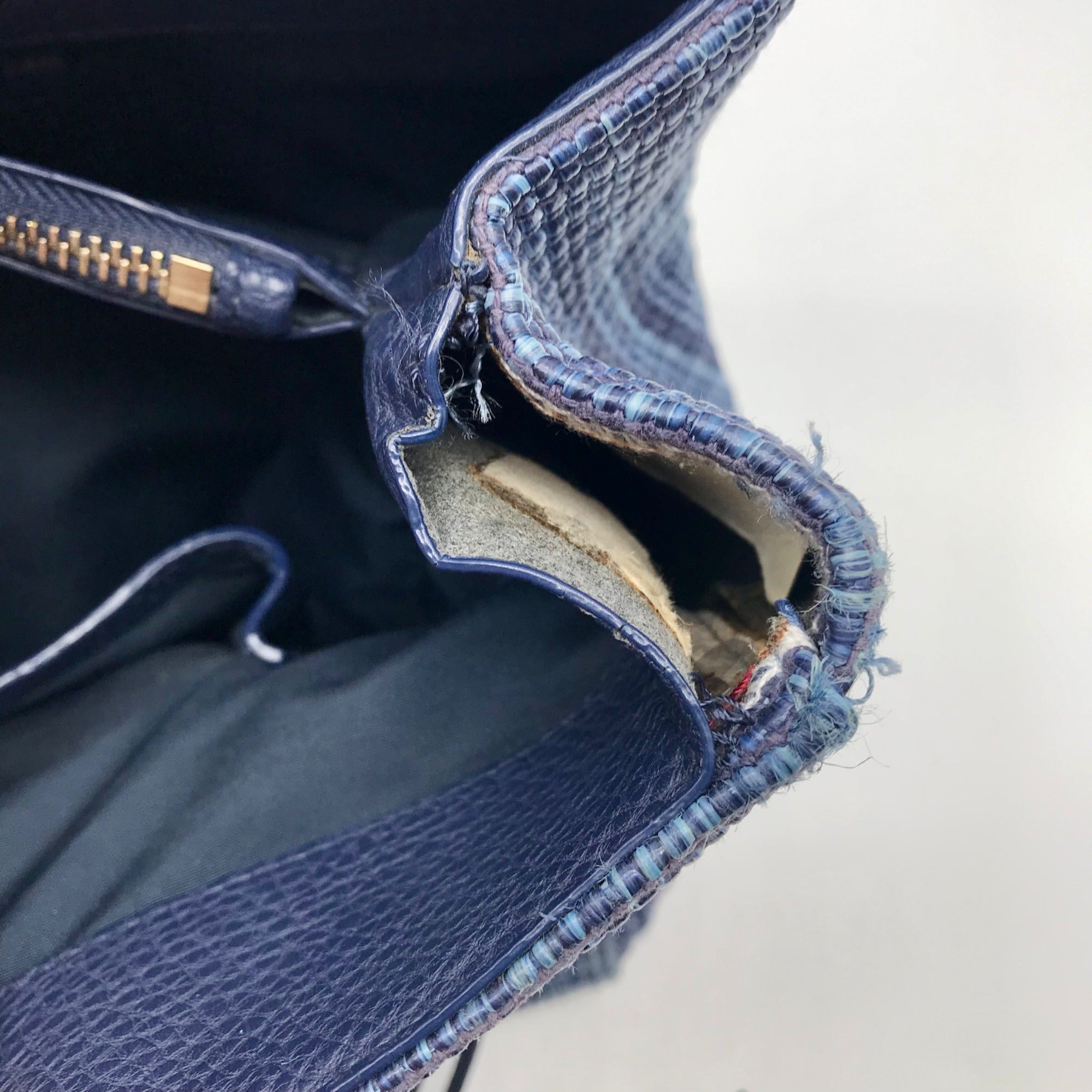 Cole Haan Blue Straw Benson Tote Bag