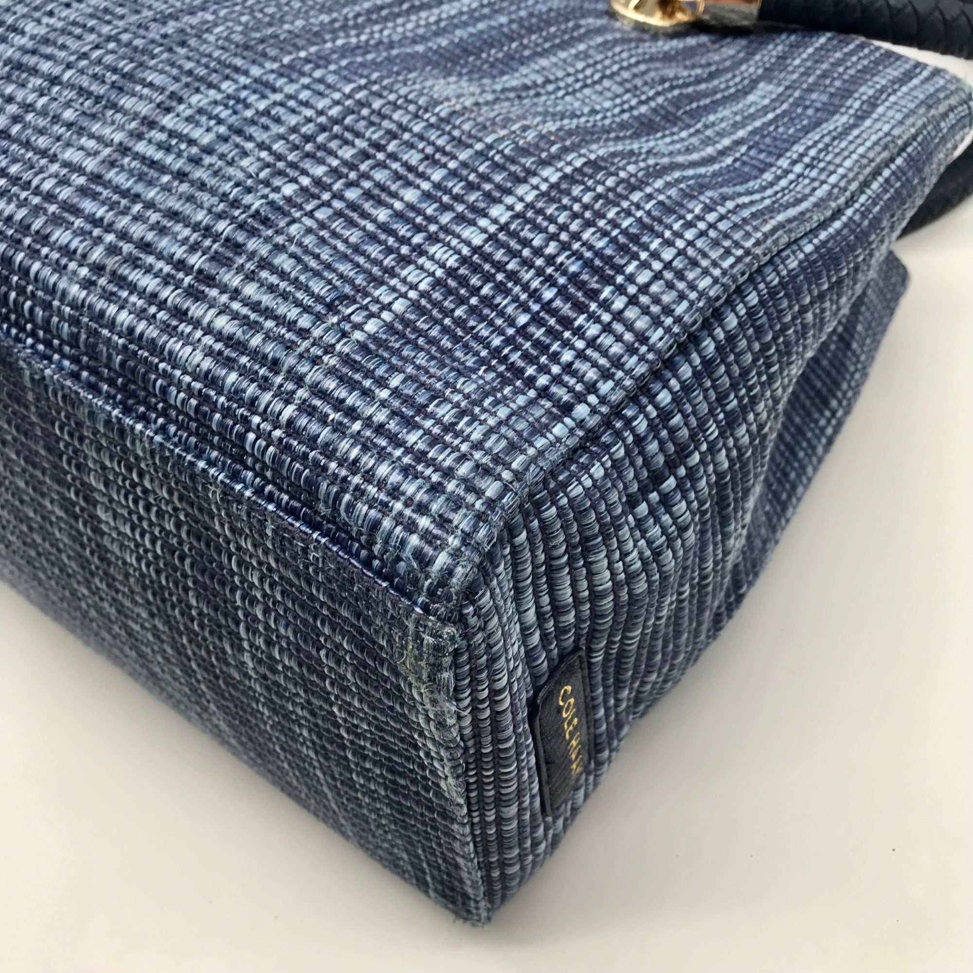 Cole Haan Blue Straw Benson Tote Bag