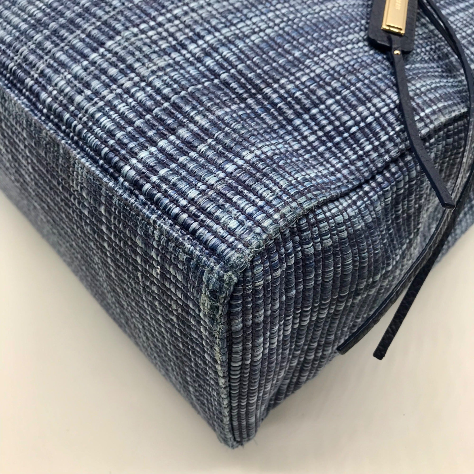 Cole Haan Blue Straw Benson Tote Bag