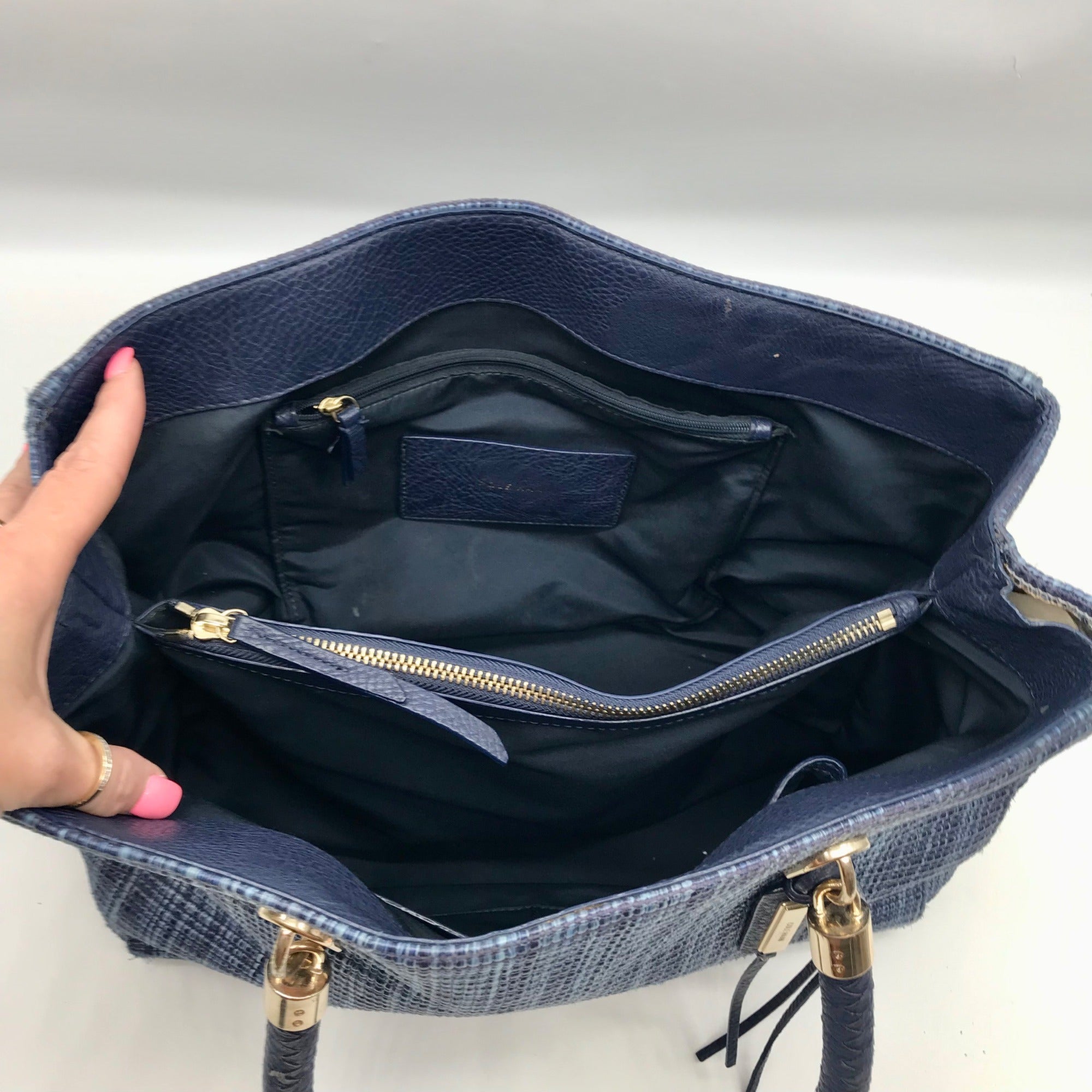 Cole Haan Blue Straw Benson Tote Bag