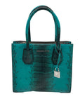 Michael Kors Blue Snake Embossed Leather Studio Mercer Convertible Satchel & Wallet