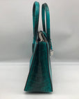 Michael Kors Blue Snake Embossed Leather Studio Mercer Convertible Satchel & Wallet