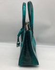 Michael Kors Blue Snake Embossed Leather Studio Mercer Convertible Satchel & Wallet