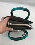 Michael Kors Blue Snake Embossed Leather Studio Mercer Convertible Satchel & Wallet
