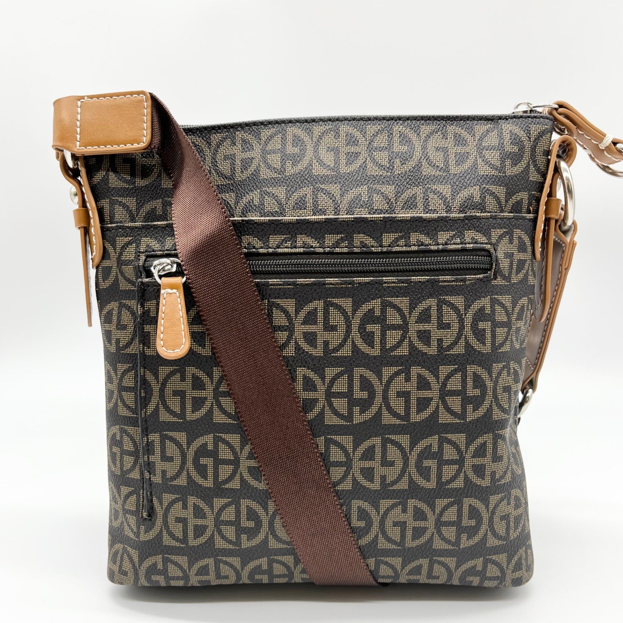 Giani Bernini Brown Block Signature Crossbody Bag
