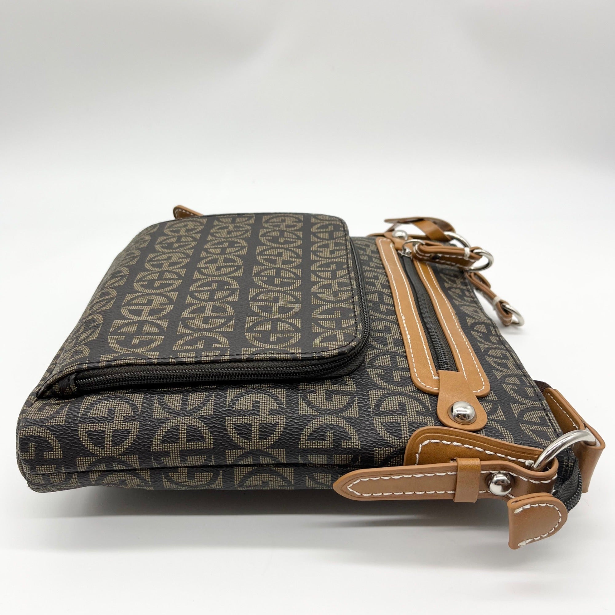 Giani Bernini Brown Block Signature Crossbody Bag