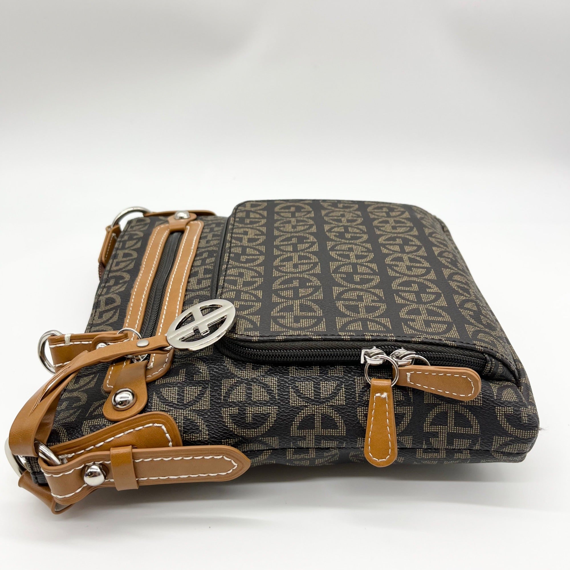 Giani Bernini Brown Block Signature Crossbody Bag