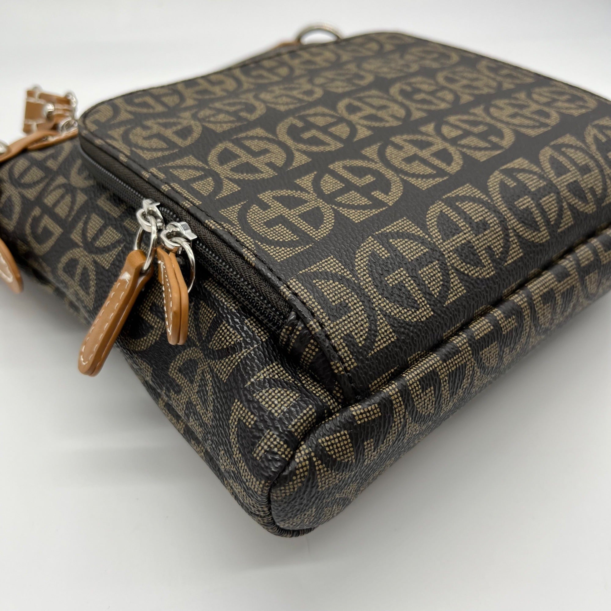 Giani Bernini Brown Block Signature Crossbody Bag