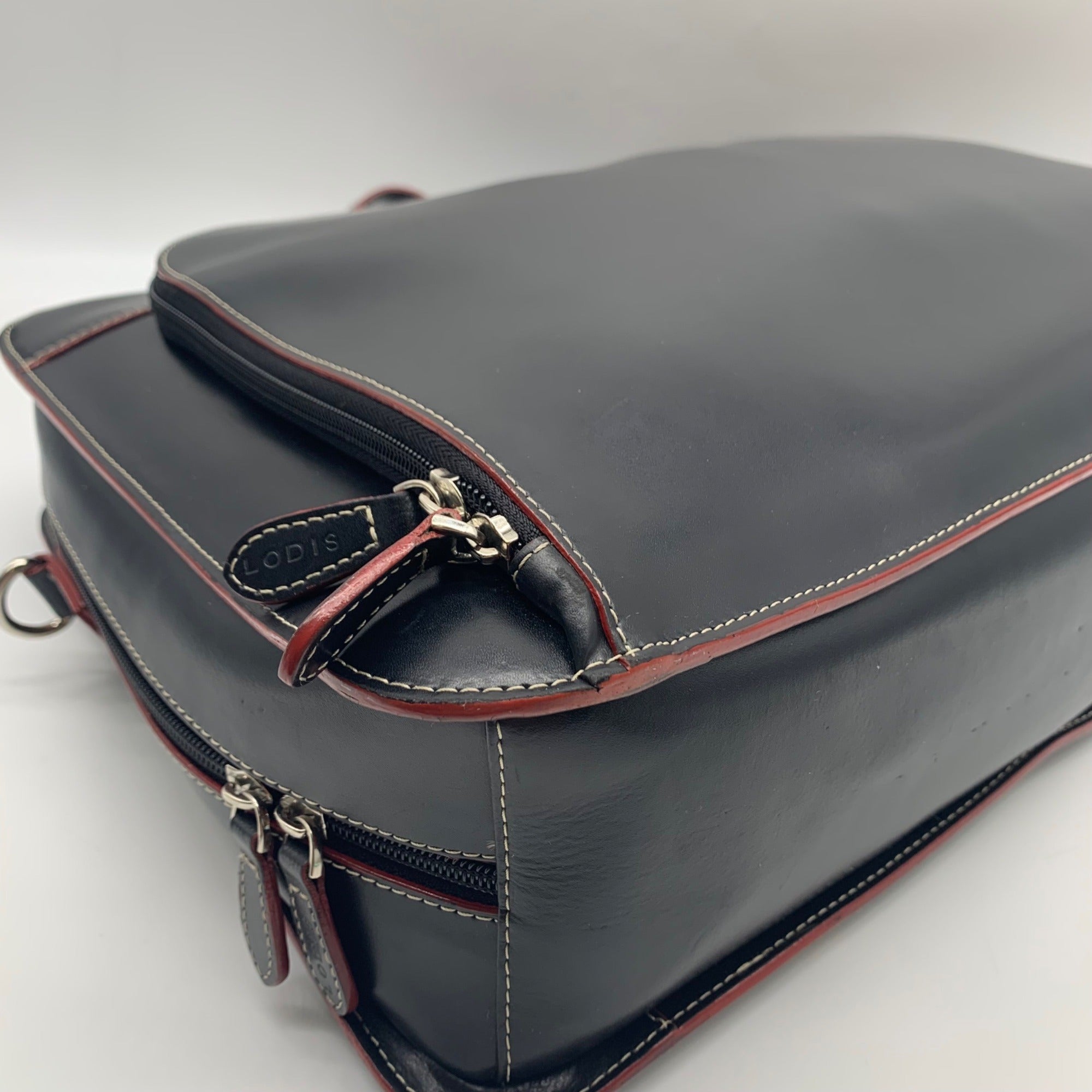 Lodis Black Leather Convertible Briefcase