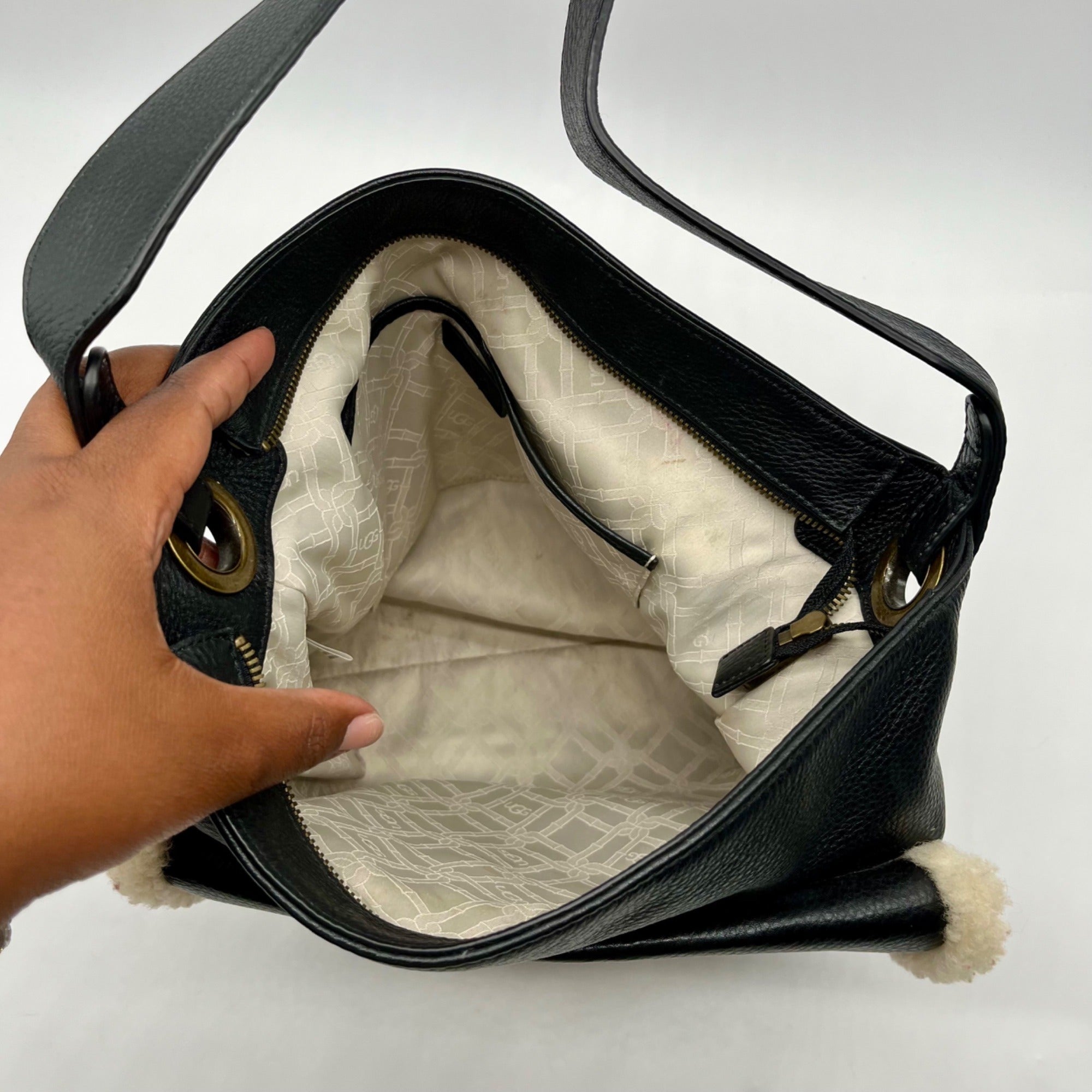 Ugg Black Pebbled Leather Shoulder Bag