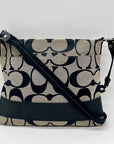 Coach Black & Grey Signature Canvas Fabric Crossbody File Bag F19220