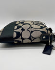 Coach Black & Grey Signature Canvas Fabric Crossbody File Bag F19220